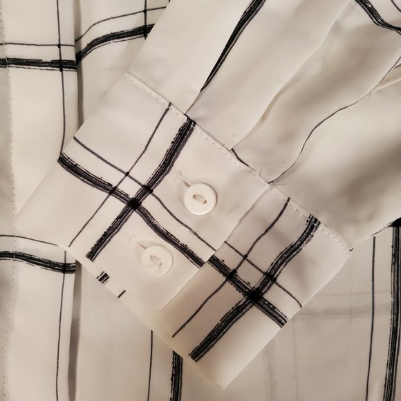 H&M White/Black Checkered Dress Shirt - Picture 4 of 5